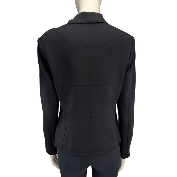CLEO Lightweight Minimalist Office Black Hips Lenght Shoulderpads Jacket sz 6 - Picture 3 of 7